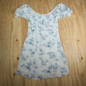 Lottie Moss White Blue Floral Scoop Neck Mini Dress Women's Size M NWT